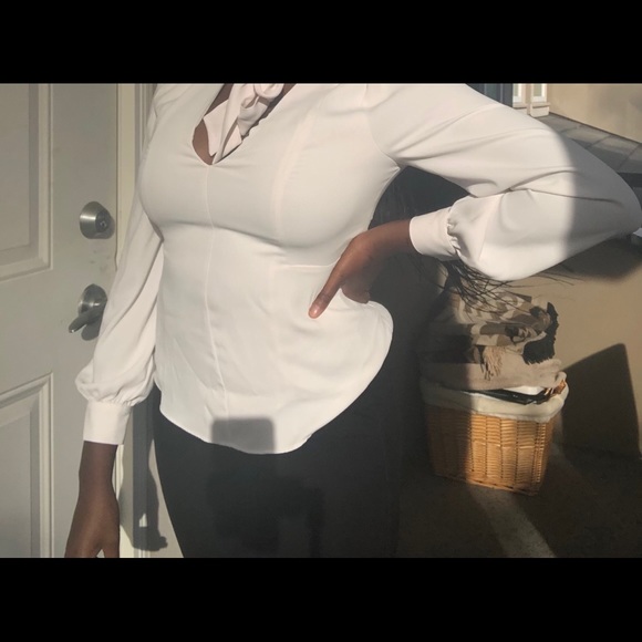 Formal White Blouse with Tie strings - Picture 1 of 3